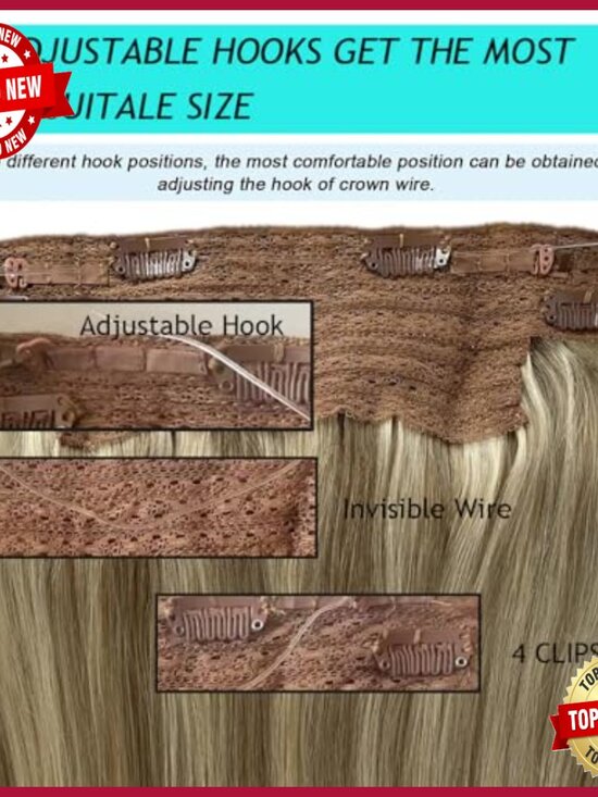 Human Hair Clip In Halo Extensions 18 Inch 80g With Invisible Wire main image 4